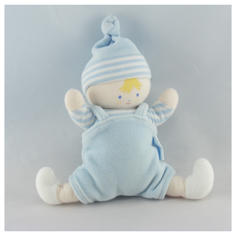 Doudou poupon bébé lutin rayé bleu marin COROLLE