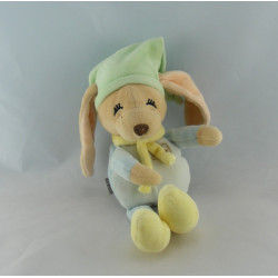 Doudou lapin chien Loulou bleu vert jaune ANNA CLUB PLUSH