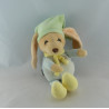 Doudou lapin chien Loulou bleu vert jaune ANNA CLUB PLUSH