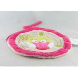 Doudou plat hochet lapin blanc beige KIMBALOO