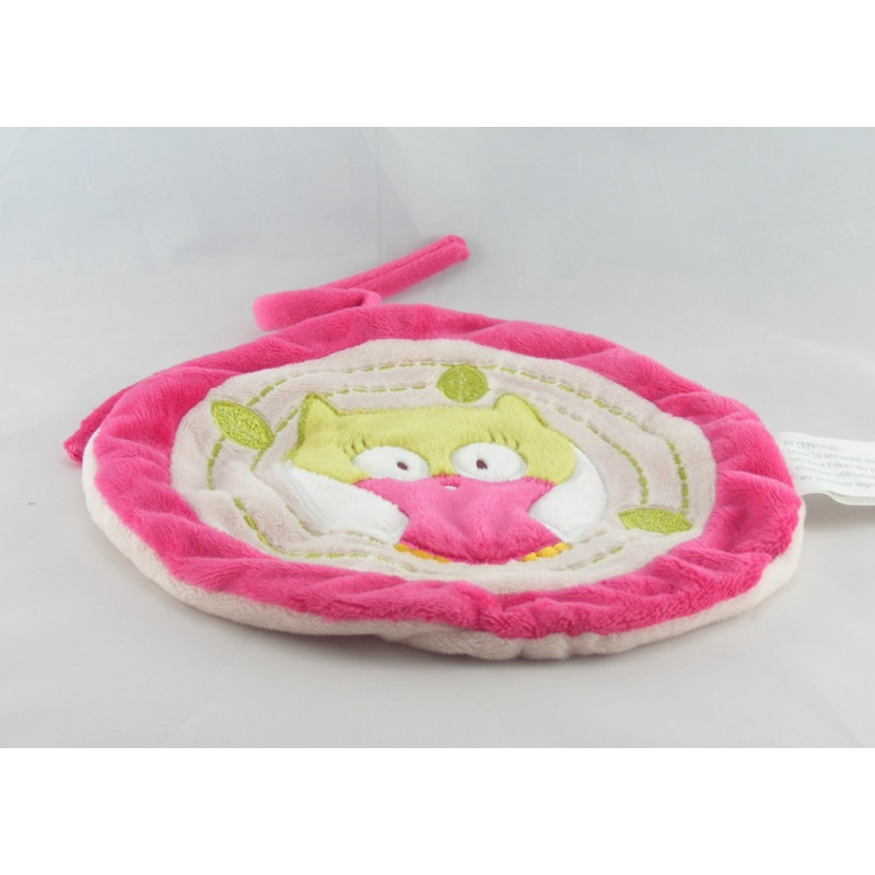 Doudou plat hochet lapin blanc beige KIMBALOO