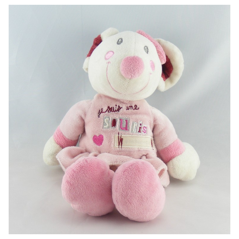 Doudou plat rose Je suis une souris comme ça NICOTOY
