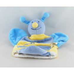 Doudou plat papillon abeille bleu jaune UN REVE DE BEBE