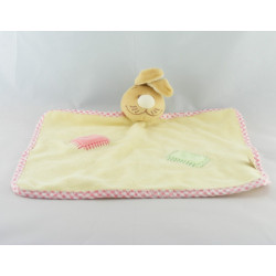 Doudou plat lapin jaune rose NOUKIE'S