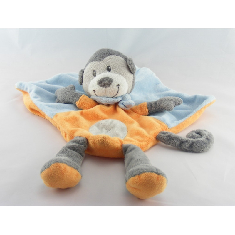 Doudou plat singe orange bleu KITCHOUN KIABI NICOTOY