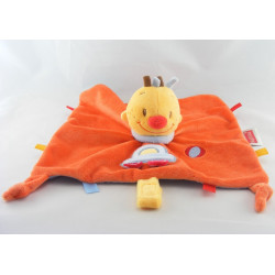 Doudou plat Billy et Babette rouge orange chien NATTOU