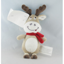 Doudou plat rond cerf elan renne jaune PETIT KIMBALOO