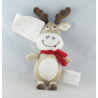 Doudou plat rond cerf elan renne jaune PETIT KIMBALOO