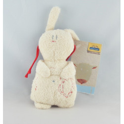 Doudou lapin blanc yeux boutons coeur SERGENT MAJOR