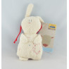 Doudou lapin blanc yeux boutons coeur SERGENT MAJOR