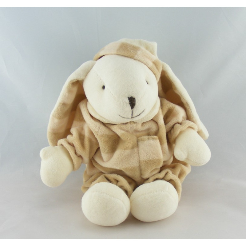 Doudou lapin boule blanc beige CMP