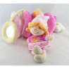 Doudou poupée lutin fille robe rose escargot brodé Flora BENGY