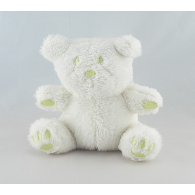 Doudou ours blanc bleu AUCHAN