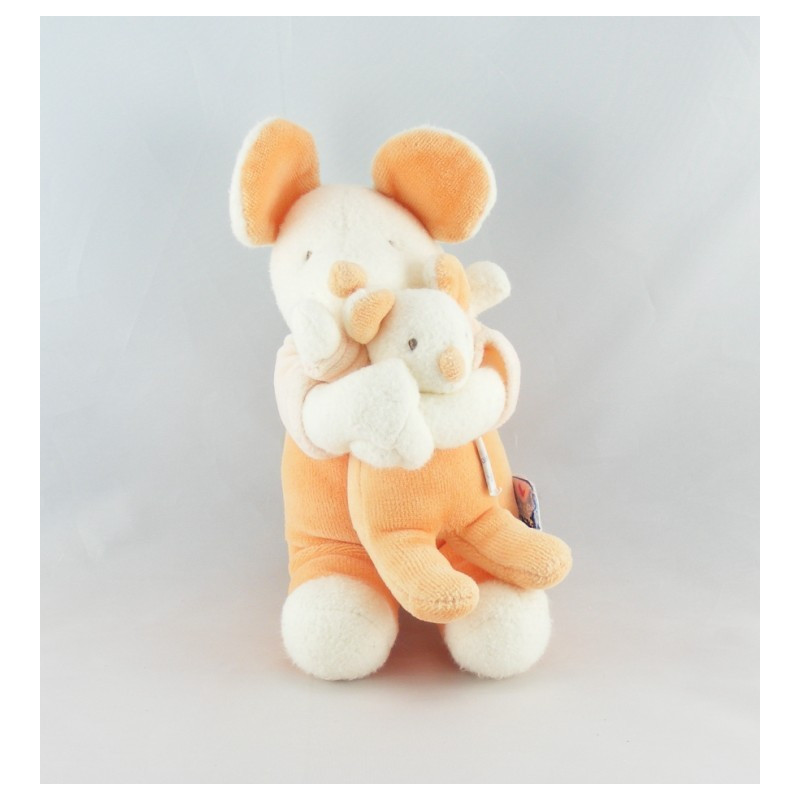 Doudou souris verte avec bébé SUCRE D'ORGE