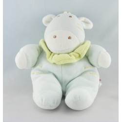Doudou plat Vache bleu vert Tex