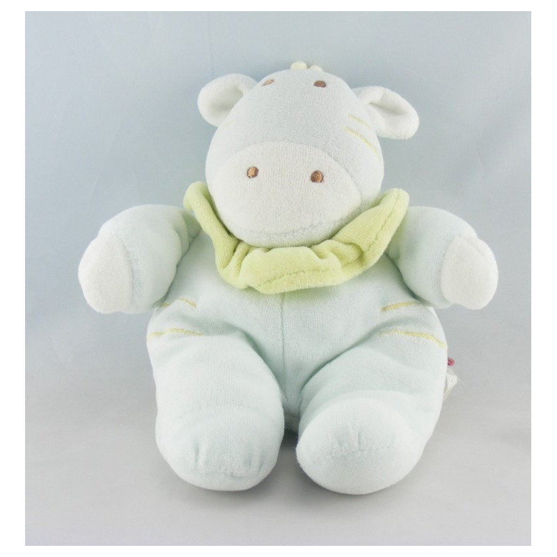 Doudou plat Vache bleu vert Tex