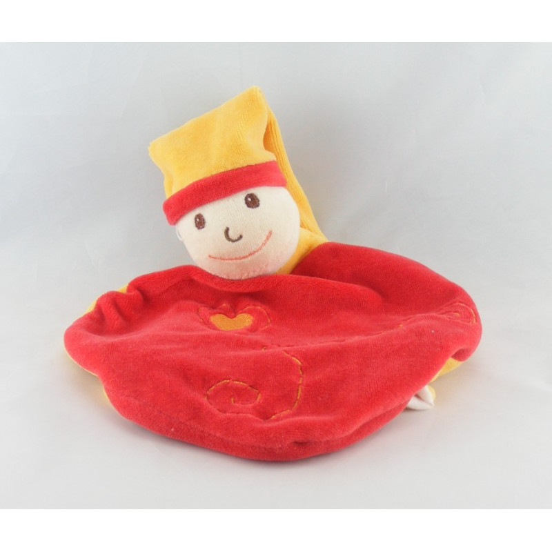 Doudou plat lutin rouge orange fleur Un Rêve de Bébé