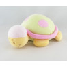 Doudou semi plat marionnette tortue verte rose TEX