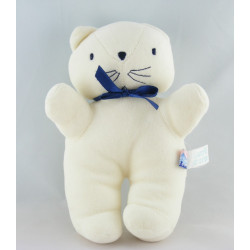 Doudou plat chat blanc bleu SUCRE D'ORGE