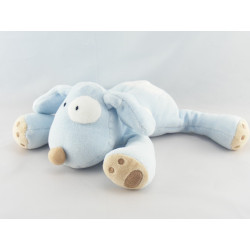 Doudou chien couché bleu cocard blanc OBAIBI