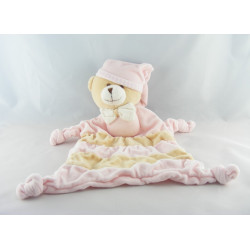 Doudou plat ours beige rayé foulard jaune KIMBALOO LA HALLE