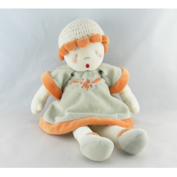 Doudou poupée fille robe rose béret marin Sucre d'orge