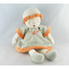 Doudou poupée fille robe rose béret marin Sucre d'orge
