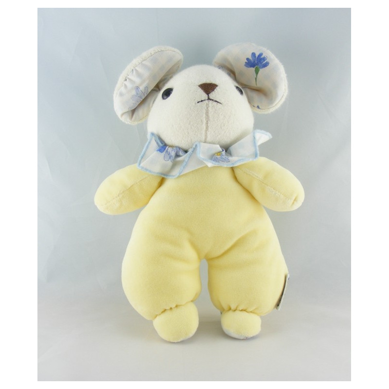 Doudou Souris jaune carreaux AJENA 30 cm 