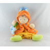 Doudou plat papillon orange pois bleu NICOTOY