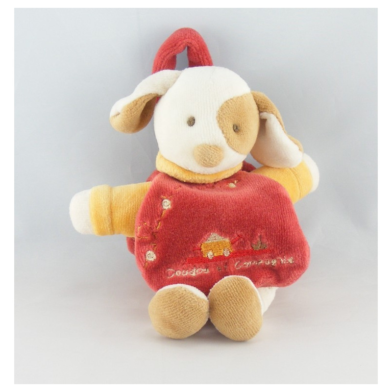 Doudou et compagnie Hugo chien rouge attache tétine 