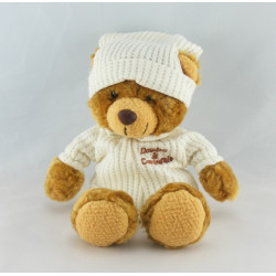 Doudou ours brun marron pyjama blanc BABY NAT