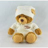 Doudou ours brun marron pyjama blanc BABY NAT