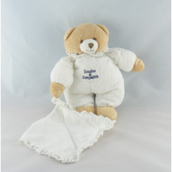 Doudou et compagnie ours blanc mouchoir dentelle 