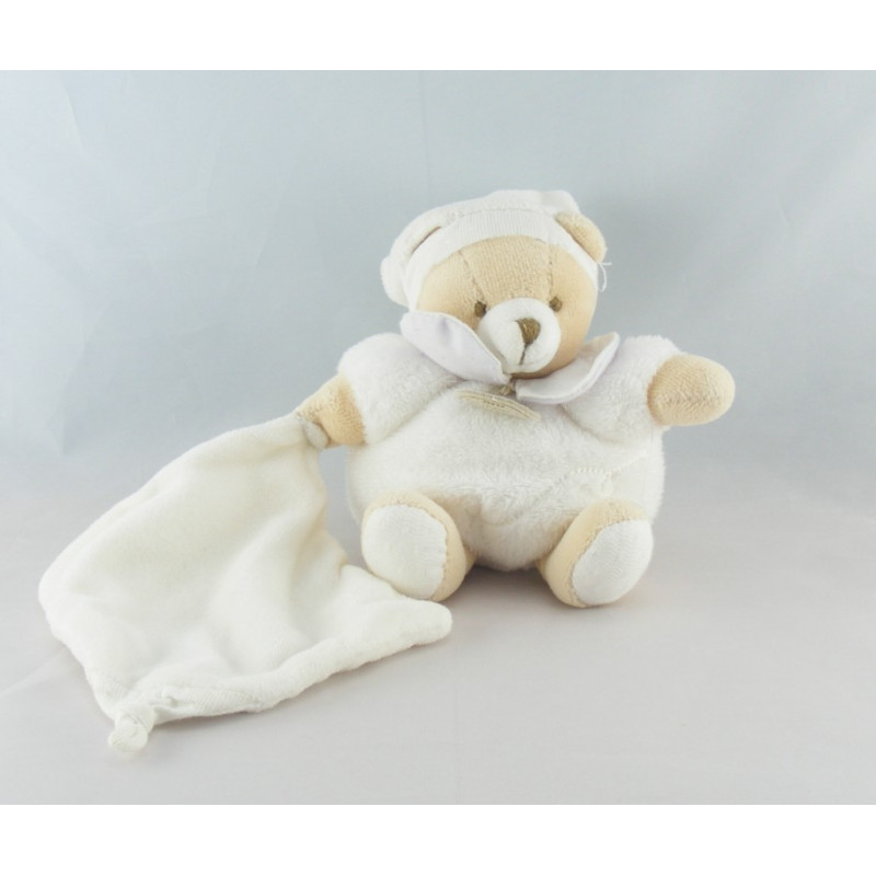 Doudou et compagnie ours blanc mouchoir dentelle 