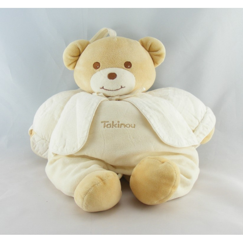 Doudou ours écru gilet blanc TAKINOU
