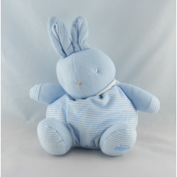 Doudou Lapin boule bleu blanc rayé KLORANE