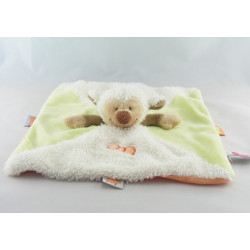 Doudou plat mouton blanc vert orange INFLUX