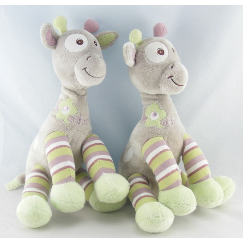 Doudou Girafe gris vert fleur Arthur et Lola