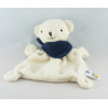 Doudou plat souris blanche foulard bleu marine BABYSUN