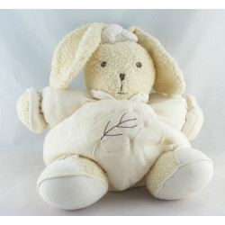 Doudou lapin patapouf écru beige feuille KALOO