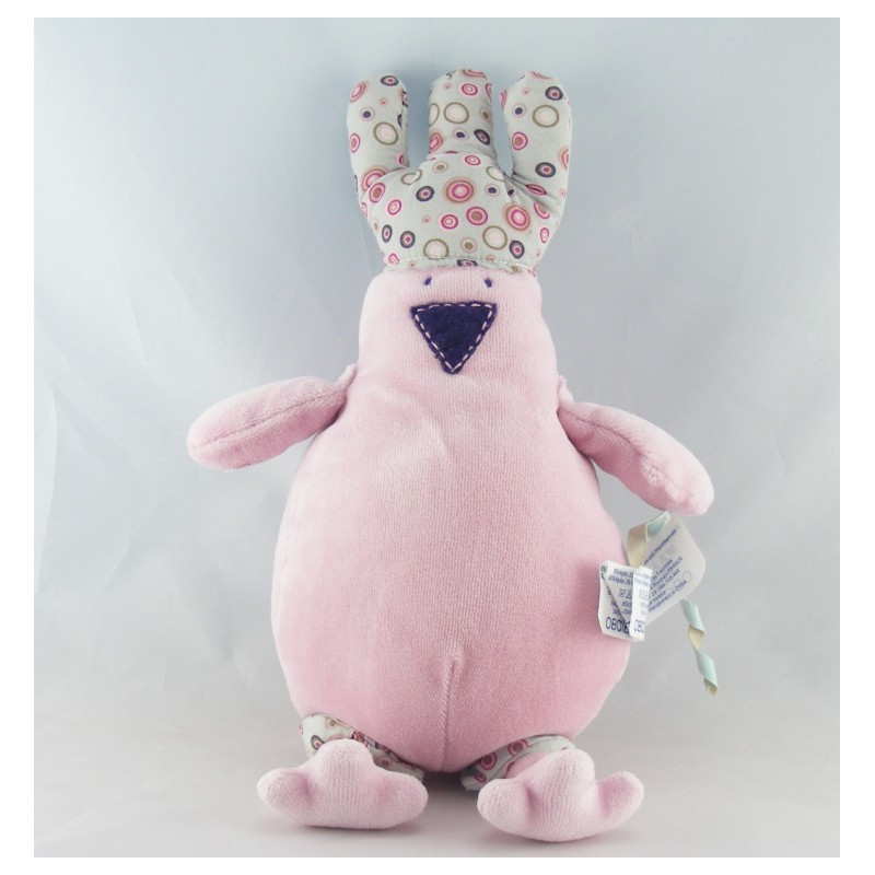 Doudou musical oiseau mauve à crétes OBAIBI