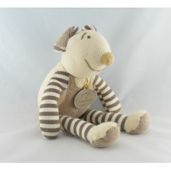 Doudou et compagnie souris Nature rayé beige marron 30 cm