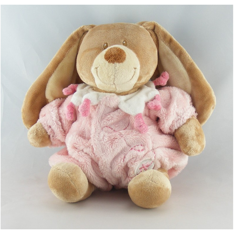 Doudou lapin combinaison rose fleur TEX