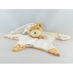 Doudou plat noeuds ours endormi vichy orange Kaloo