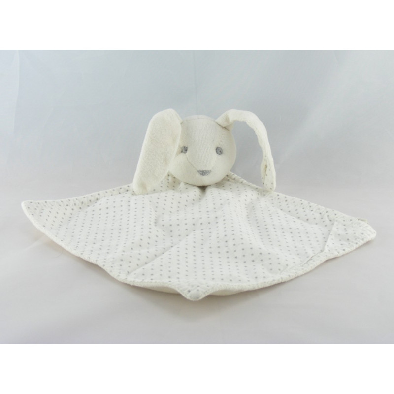 Doudou lapin blanc écharpe beige vichy SERGENT MAJOR