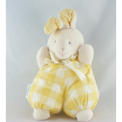 Doudou lapin blanc carreaux bleu HISTOIRE D'OURS