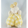 Doudou lapin blanc carreaux bleu HISTOIRE D'OURS