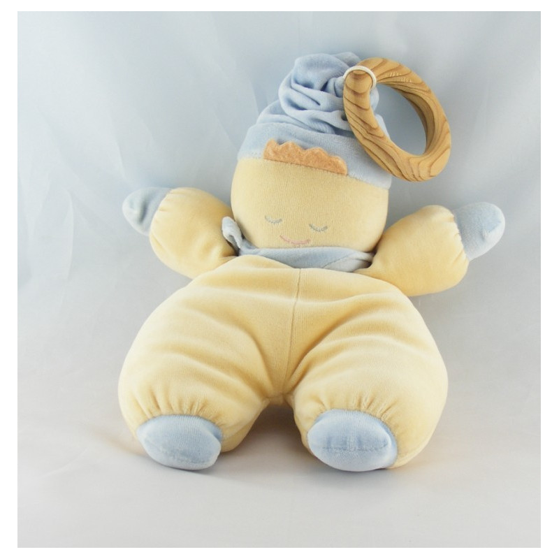 Doudou musical lutin garçon écru bonnet bleu NICOTOY