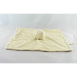 Doudou plat jaune Chat Patou foulard vert Bengy