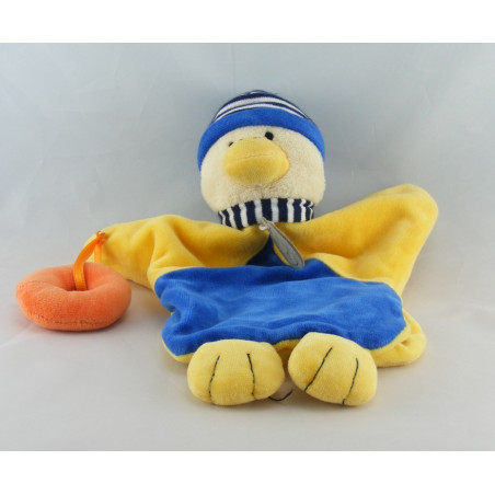 Doudou et compagnie marionnette canard bleu jaune bouée